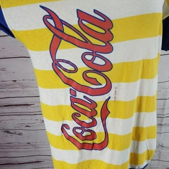 Coca Cola Yellow and White Stripe Oversize Shirt - Picture 4 of 8